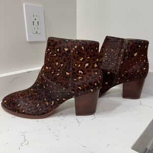 Madewell Real Calf Hair Leopard Print Ankle Boots